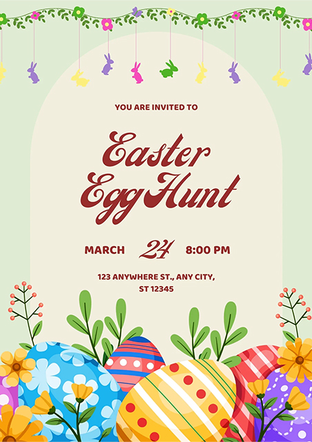 Green-And-Red-Colorful-Easter-Egg-Hunt-Easter-Invitation-Card