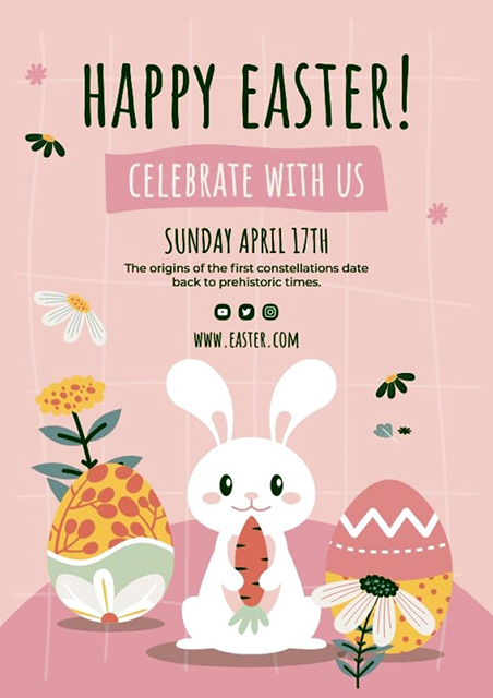 Grid-Hand-Drawn-Happy-Easter-Invitation-Card