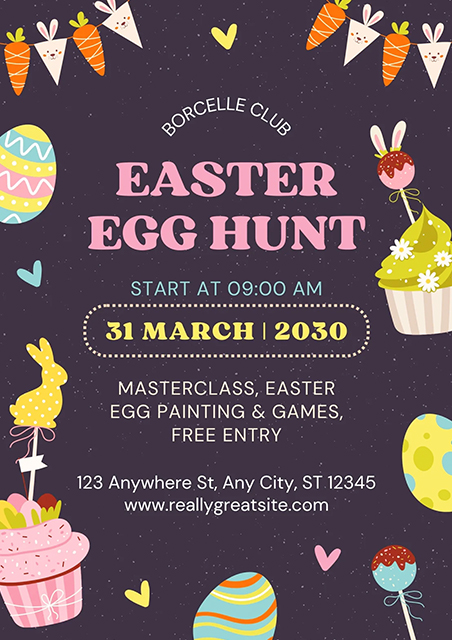 Yellow-And-Black-Illustrative-Easter-Egg-Hunt-Easter-Invitation-Card