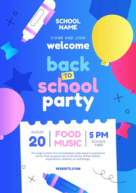 Gradient-Balloons-Welcome-Back-To-School-Party-Education-Invitation-Card