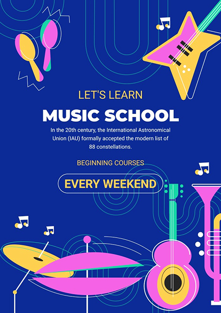 Linear-Every-Weekend-Music-School-Education-Invitation-Card